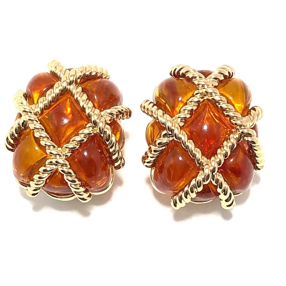 KENNETH JAY LANE, GOLD ROPE QUILTED RESIN CLIP EAR - Picture 7 of 9